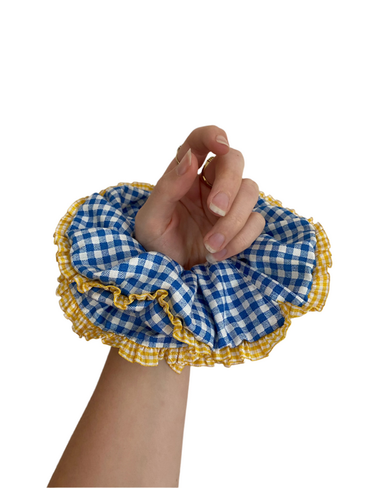 Gingham Frilly Edge Scrunchie
