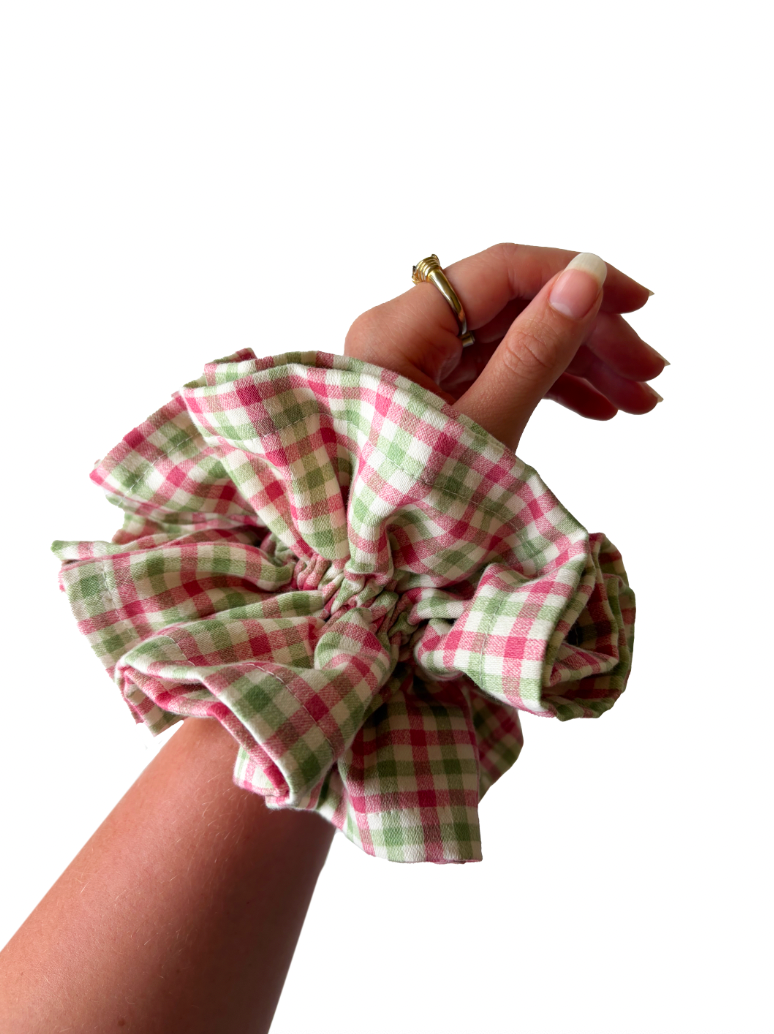 Pink Gingham Scrunchie