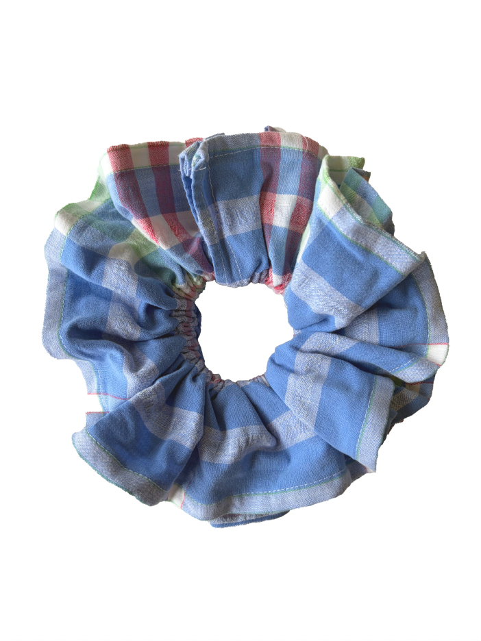 Blue Check Scrunchie