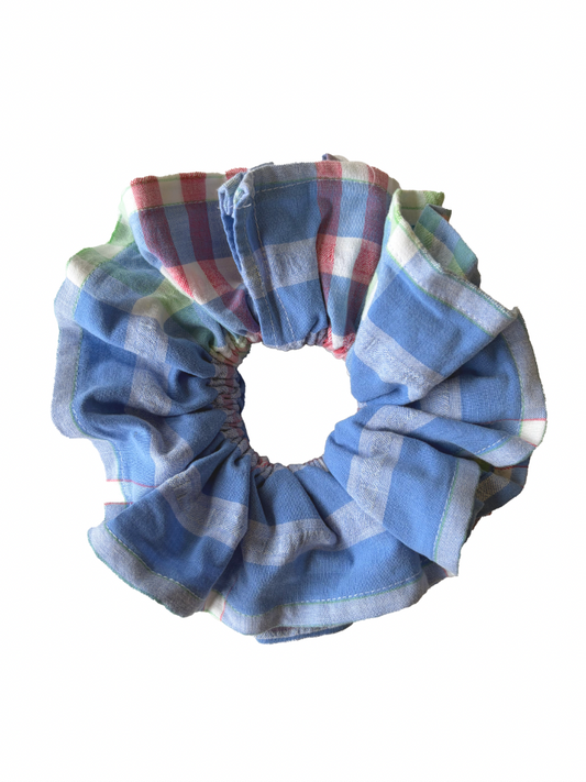 Blue Check Scrunchie