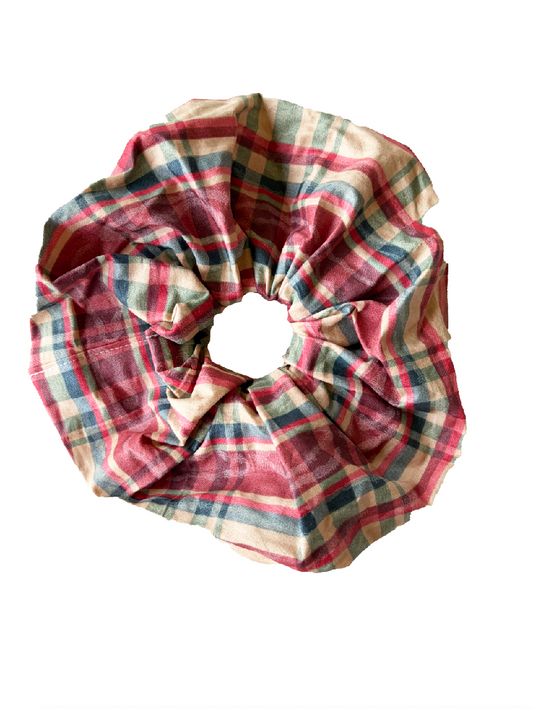 Burgundy Check Scrunchie